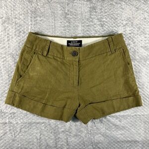 J Crew Baird McNutt Shorts Womens 2 Irish Linen City Fit Safari Green Cuffed
